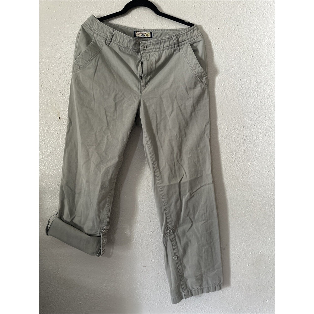 Women's Caribbean Joe Pants Trousers  Sz 12 Khaki Color Capri Convertible‎